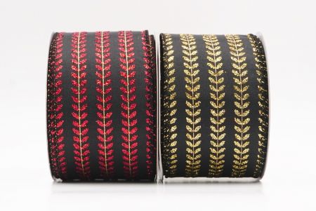 Elegancka wstążka metaliczna z haftem liściastym na Boże Narodzenie_KF9821.KF9822.KF9823.KF9824 (4)